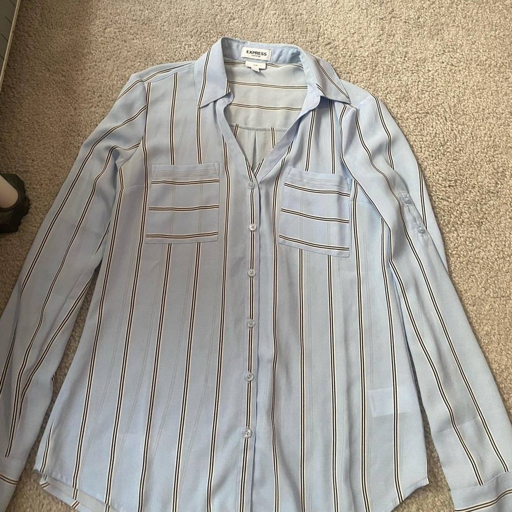 Express baby blue button down blouse